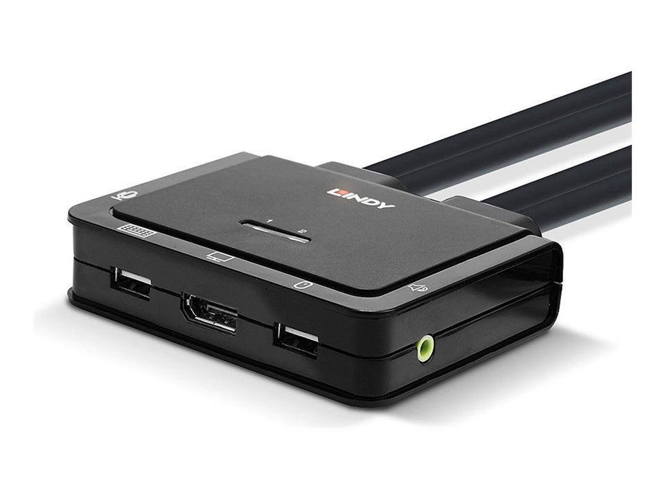 Lindy 2 Port DisplayPort 1.2, USB Type C, USB