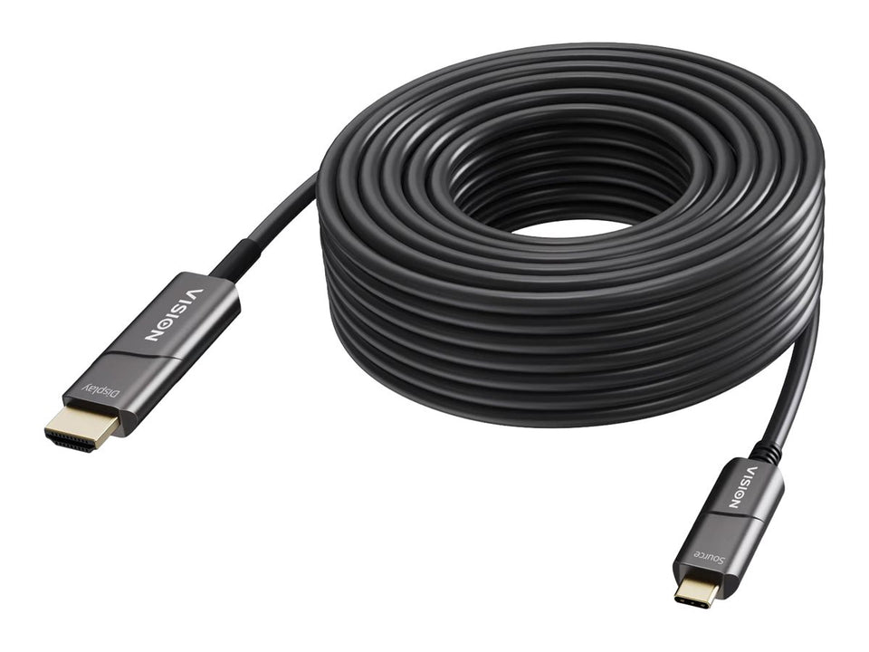 Vision Adapterkabel - USB-C männlich zu HDMI männlich - 50 m - Glasfaser - Schwarz - Unterstützung für 4K60Hz (3840 x 2160)