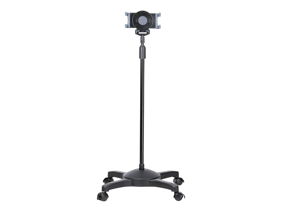 StarTech.com Mobiler Tablet Ständer mit Bremsrollen - Höhenverstellbar - Schwenkbares Ergonomischer Universeller Bodenständer mit Rollen für iPad/Tablets 7-11 Zoll - Trennbarer Halter (STNDTBLTMOB)