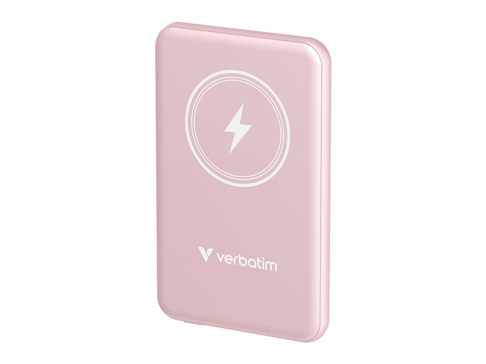 Verbatim Charge 'n' Go - Induktive Power Bank - magnetische Halterung - Li-Pol - 5000 mAh - 20 Watt - 2.4 A - Apple Fast Charge, PD 3.0, QC 3.0, Apple 2.4A, USB BC 1.2 (USB-C)