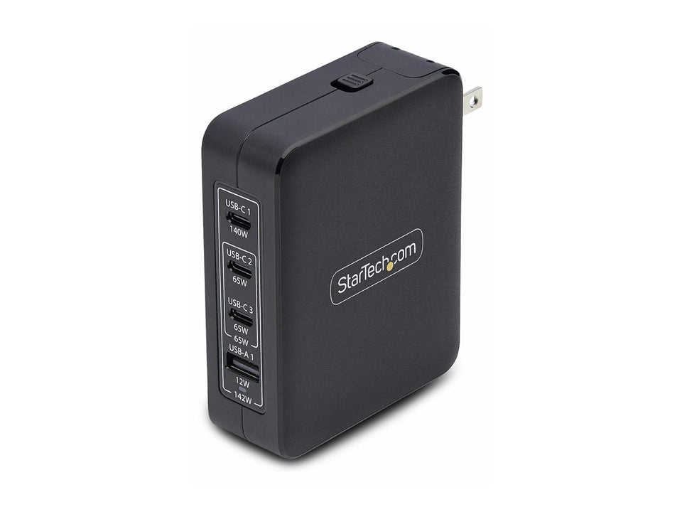 StarTech.com Startech 140W USB-C Wall Charger, USB-C/USB-A, PD GaN Power Adapter - Netzteil - GaN-Technologie - 140 Watt - 5 A - Power Delivery 3.1 - 4 Ausgabeanschlussstellen (USB, 3 x USB-C)