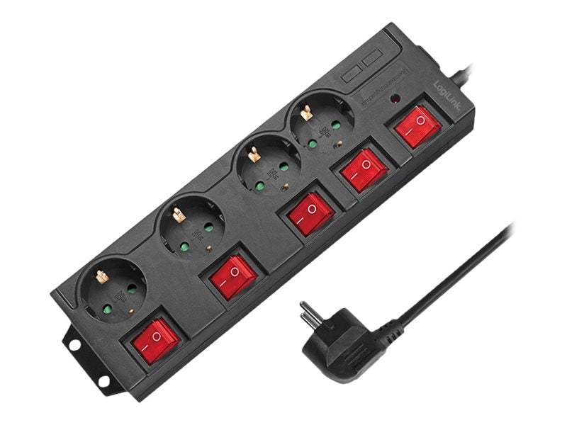 LogiLink Steckdosenleiste - Wechselstrom 250 V - 3680 Watt - Ausgangsanschlüsse: 4 (4 x CEE 7/3)