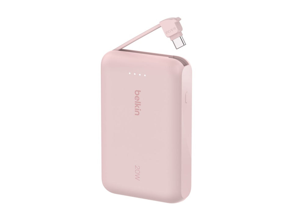 Belkin BoostCharge - Powerbank - mit integriertem Kabel - 10000 mAh - 20 Watt - 3 A - Fast Charge - 2 Ausgabeanschlussstellen (USB-C)