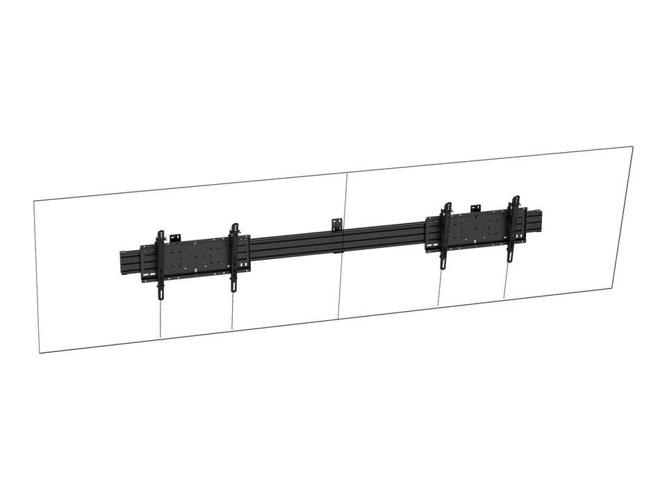 Vision Befestigungskit (Wandmontage, Schienenmontagesockel) - robust - für 2 LCD-Displays - Querformat - Stahl, Aluminium - Schwarz - Bildschirmgröße: 140-191 cm (55"-75")