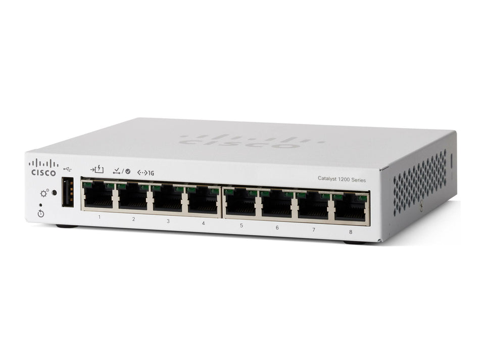 Cisco Catalyst 1200-8T-D - Switch - Gigabit Ethernet - L3 - Smart - 8 x 10/100/1000 - Desktop - PoE (67 W)