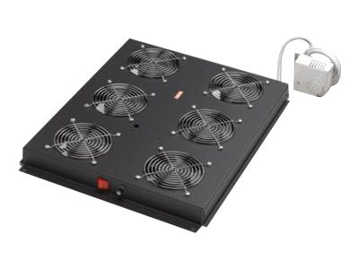 DIGITUS Professional Unique DN-19 FAN-6-SRV-B - Rack-Lüftereinsatz - mit 6 Ventilatoren, Thermostat - Schwarz, RAL 9005 - 48.3 cm (19")