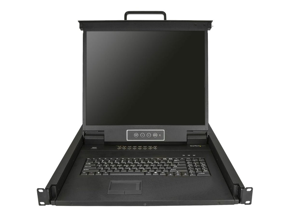 StarTech.com 16 Port Rack KVM Konsole mit 1,8 m Kabeln - US Tastatur(QWERTY), Integrierter KVM Switch mit 19" LCD Monitor - 1HE LCD KVM Konsole - OSD KVM - 50.000 MTBF - USB + VGA(RKCONS1916K) - KVM-Konsole mit KVM-Switch - 16 Anschlüsse - PS/2, USB