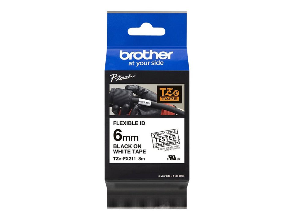 Brother TZe-FX211 - Schwarz auf Weiß - Rolle (0,6 cm x 8 m)