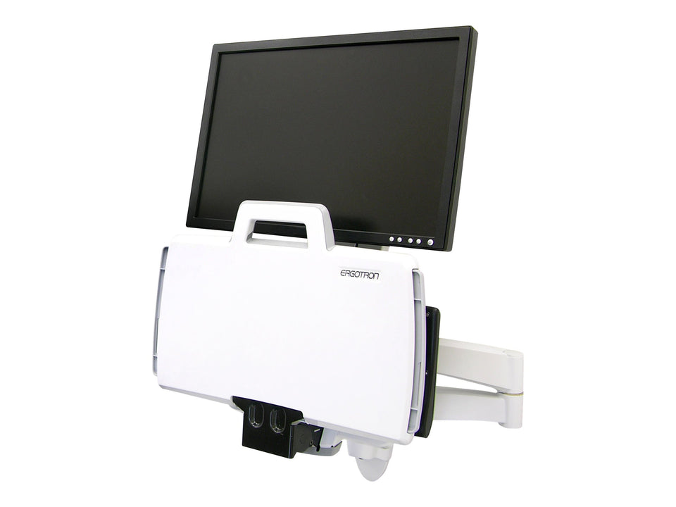 Ergotron 200 Series - Befestigungskit (Gelenkarm, Tastaturablage mit linker/rechter Mausablage, Barcode-Scanner-Halter) - für LCD-Display / PC-Ausrüstung - Stahl - weiß - Bildschirmgröße: bis zu 61 cm (bis zu 24 Zoll)