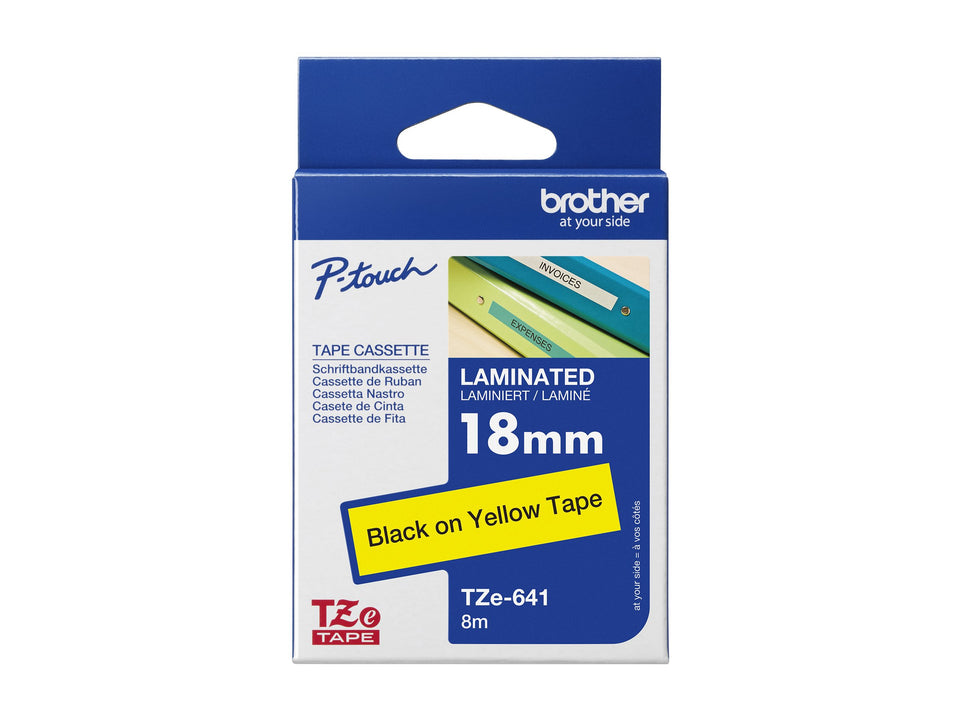 Brother TZe-641 - Standard-Klebstoff - Schwarz auf Gelb - Rolle (1,8 cm x 8 m)