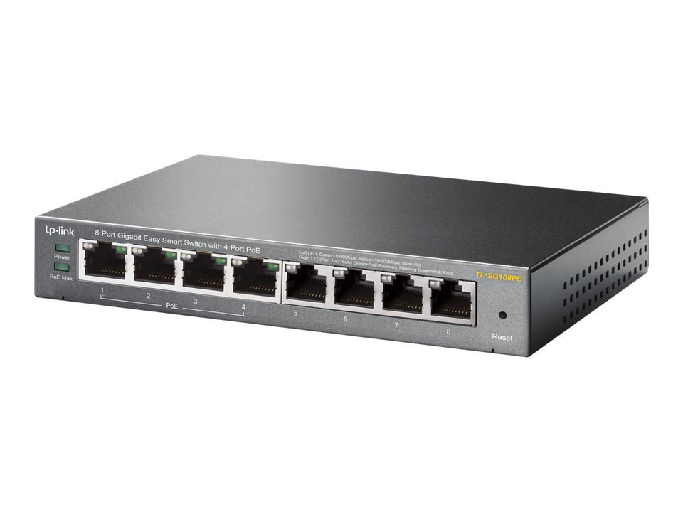 TP-LINK Easy Smart TL-SG108PE - Switch - Smart - 4 x 10/100/1000 (4 PoE+)