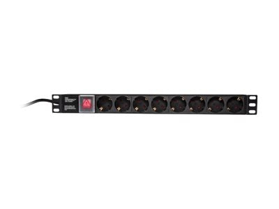 LogiLink Stromverteilungseinheit (Rack - einbaufähig) - Wechselstrom 250 V - 3500 Watt - Eingabe, Eingang power CEE 7/7 - Ausgangsanschlüsse: 8 - 1U - 48.3 cm (19")