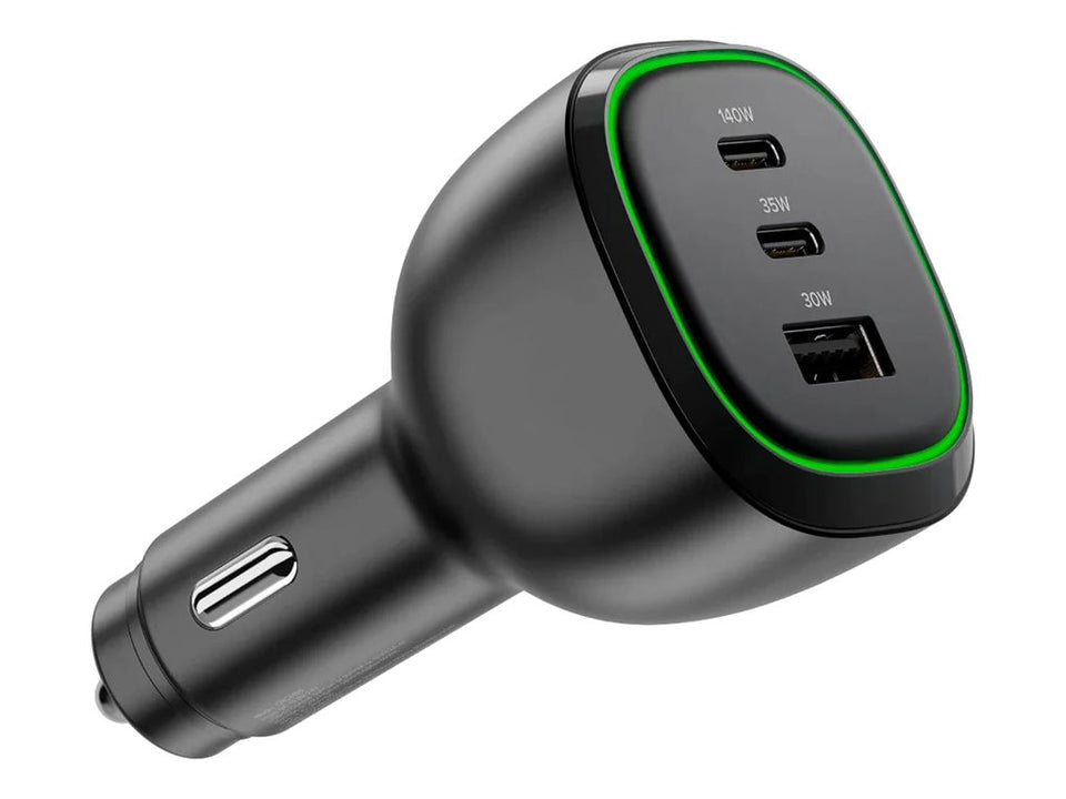 Alogic Rapid Power - Auto-Netzteil - 165 Watt - 5 A - PD, QC - 3 Ausgabeanschlussstellen (2 x 24-poliger USB-C (PD)