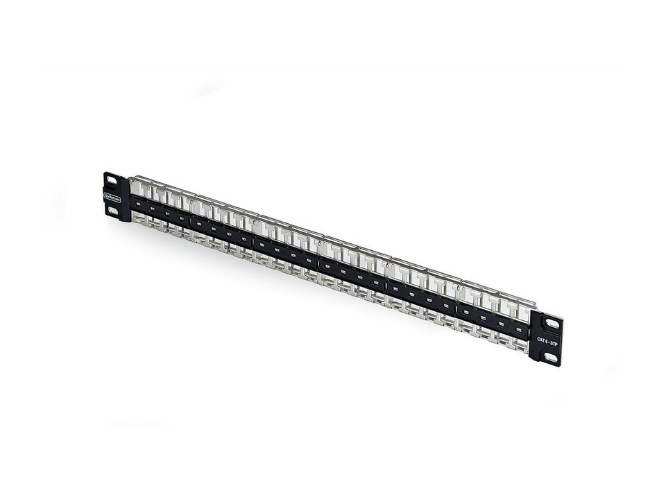 StarTech.com Startech - Leeres Keystone-Patchpanel - for RJ45 - geeignet für Wandmontage, Rack montierbar - CAT 6a/8 - STP/UTP - Schwarz - 1U - 48.3 cm (19")