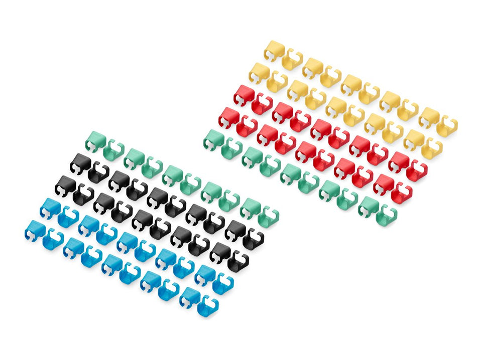 DIGITUS Farbclips für Patchkabel - Gemischt (je 20 Stück in Rot, Grün, Blau, Gelb, Schwarz)
