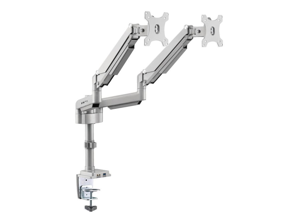 Eaton Tripp Lite Series Dual-Display Flex-Arm Mount for 17" to 32" Monitors - Clamp or Grommet, USB, Audio Ports - Befestigungskit (Spannbefestigung für Tisch)