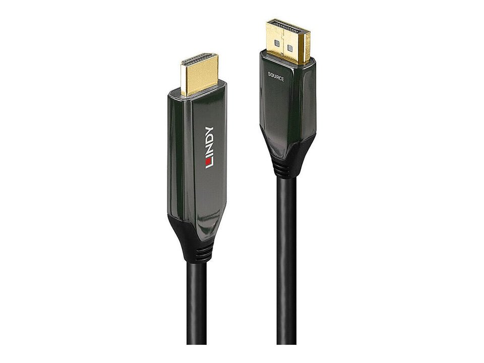 Lindy Adapterkabel - DisplayPort männlich zu HDMI männlich - 2 m - abgeschirmt - Schwarz - rund, unterstützt 8K 60 Hz (7680 x 4320)