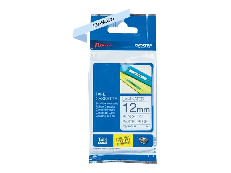 Brother TZe-MQ531 - Schwarz auf Pastellblau - Rolle (1,2 cm x 8 m)
