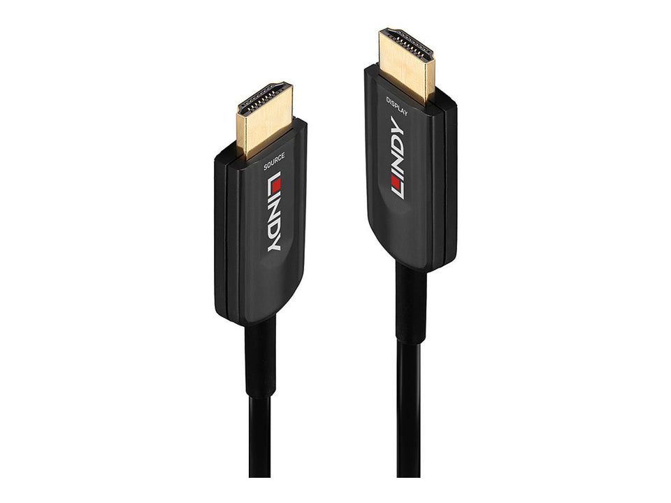 Lindy Ultra High Speed - HDMI-Kabel - HDMI männlich zu HDMI männlich - 20 m - Hybrid Kupfer/Kohlefaser - Schwarz - rund, Active Optical Cable (AOC)