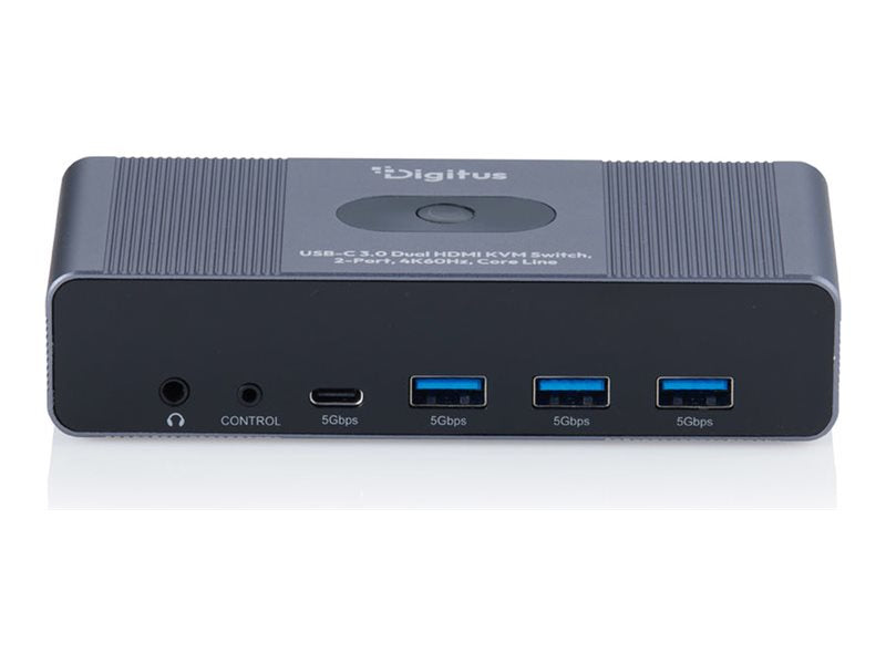 DIGITUS USB-C 3.0 Dual HDMI KVM Switch, 2-Port, 4K60Hz, Core Line