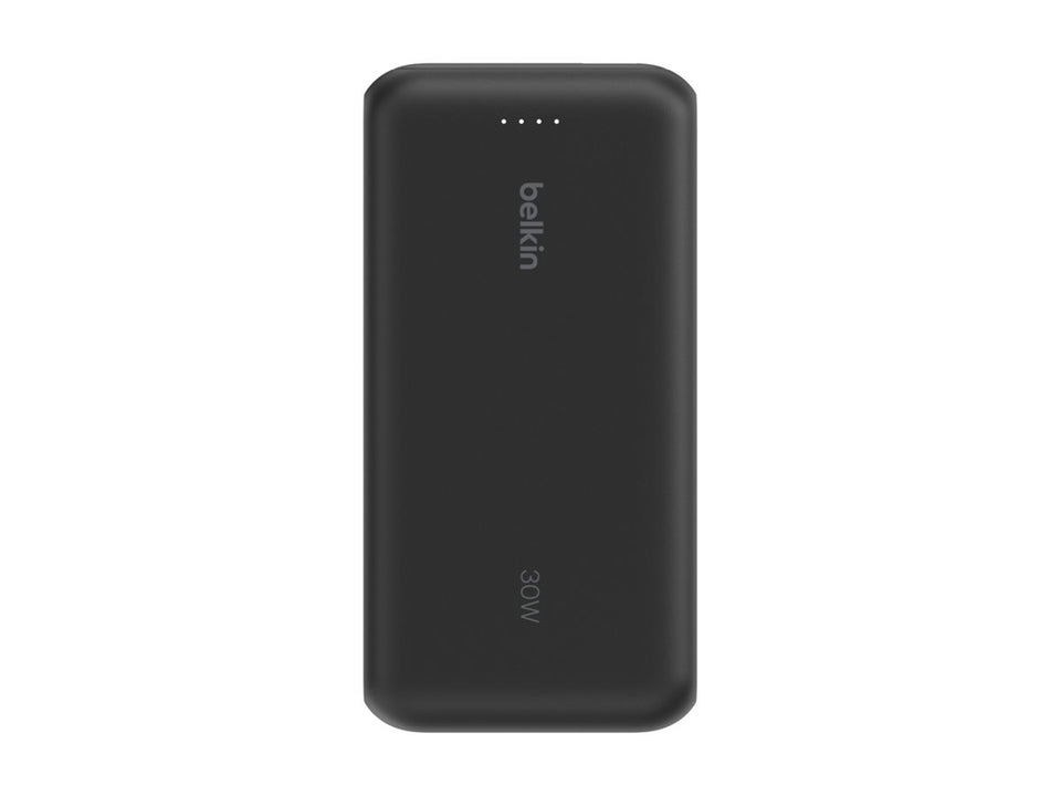 Belkin BoostCharge - Powerbank - mit integriertem Kabel - 20000 mAh - 30 Watt - PD - 3 Ausgabeanschlussstellen (2 x USB-C, USB)