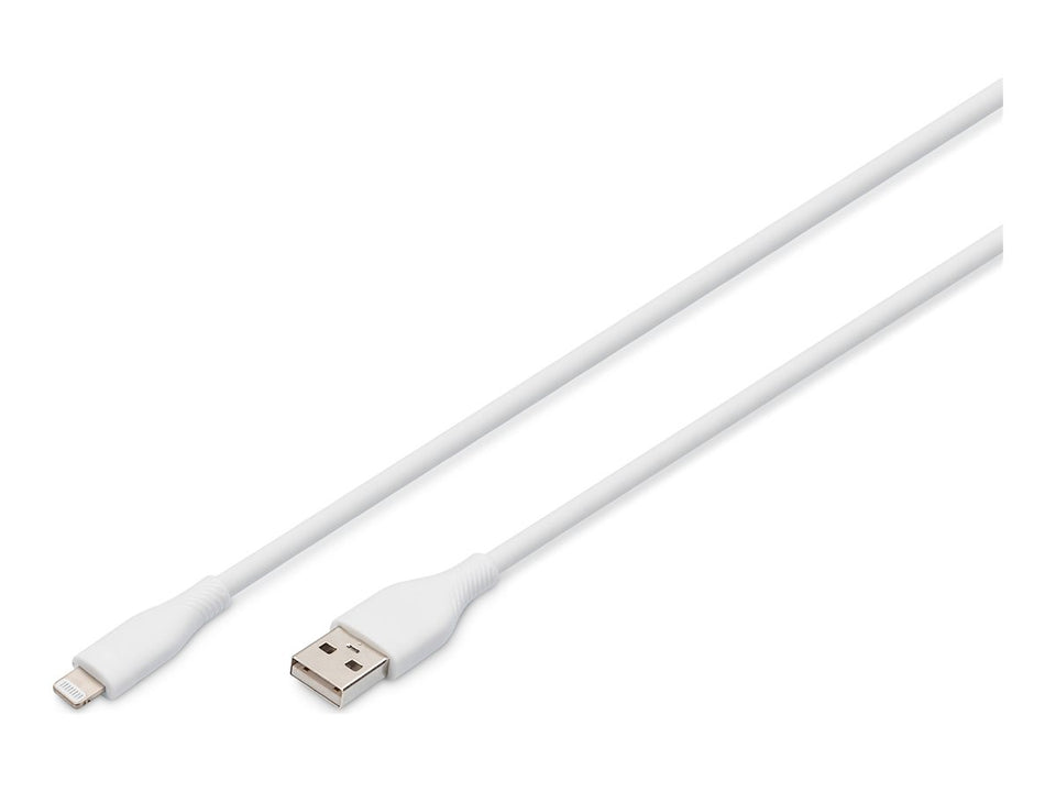 DIGITUS Lightning Silikon Anschlusskabel, USB-A - Lightning 1m, weiß