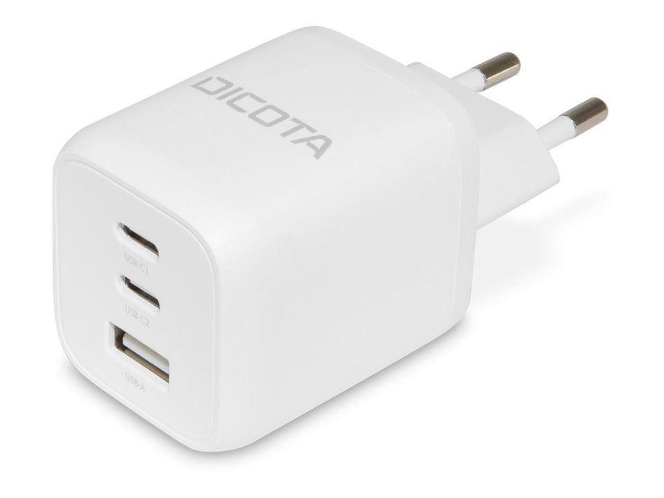 Dicota Netzteil - kompakt, GaN - 65 Watt - 5 A - PD 3.0 - 3 Ausgabeanschlussstellen (2 x USB-C, USB)