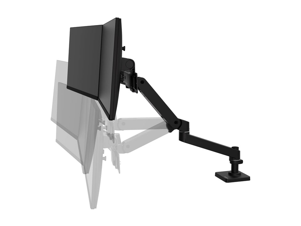 Ergotron LX Pro - Befestigungskit (Dual Direct Arm, 2 Drehgelenke, 2-teilige Tischklemme, Befestigungsmaterialien, Basis, Arm für zwei Bildschirme, Verlängerung, Stange, Stangenring) - für 2 Flachbildschirme - Aluminium - Schwarz - Bildschirmgröße: b
