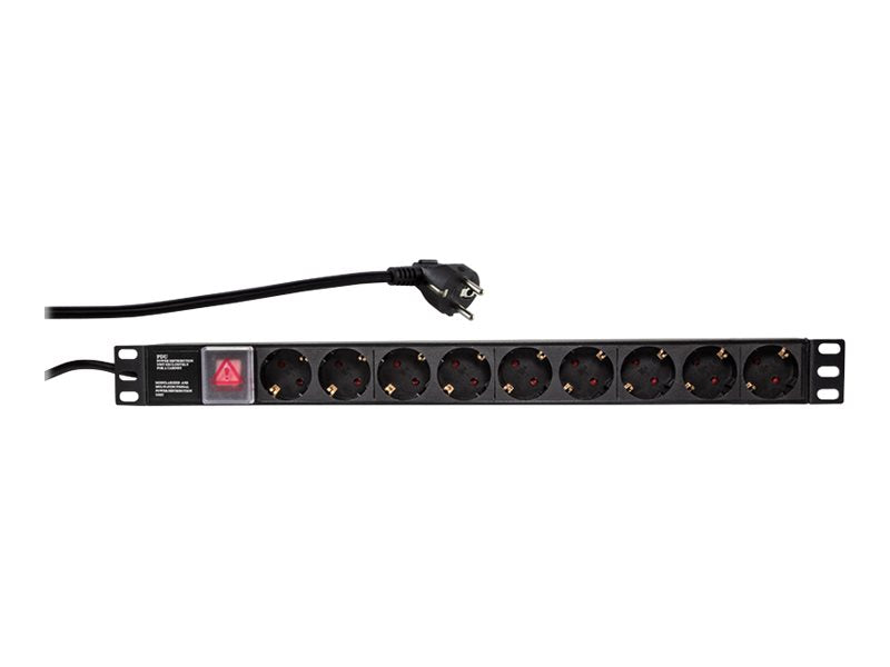 LogiLink Stromverteilungseinheit (Rack - einbaufähig) - Wechselstrom 250 V - 3500 Watt - Eingabe, Eingang power CEE 7/7 - Ausgangsanschlüsse: 9 (Stromversorgung)