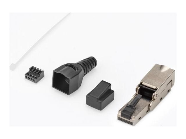 DIGITUS CAT 6A Feldstecker abwinkelbar,  STP mit Staubschutzkappe, Knickschutz