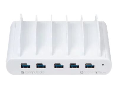 Compulocks 5 Port USB-C and USB-A Charging Dock with UK Plug - Ladestation - 10 Ausgabeanschlussstellen (USB-C, USB)
