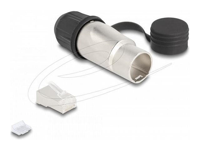 Delock Gehäuse mit modularen Einsätzen - Cat 6a, zur Selbstmontage, mit robustem Kabelsteckergehäuse und Schutzkappe