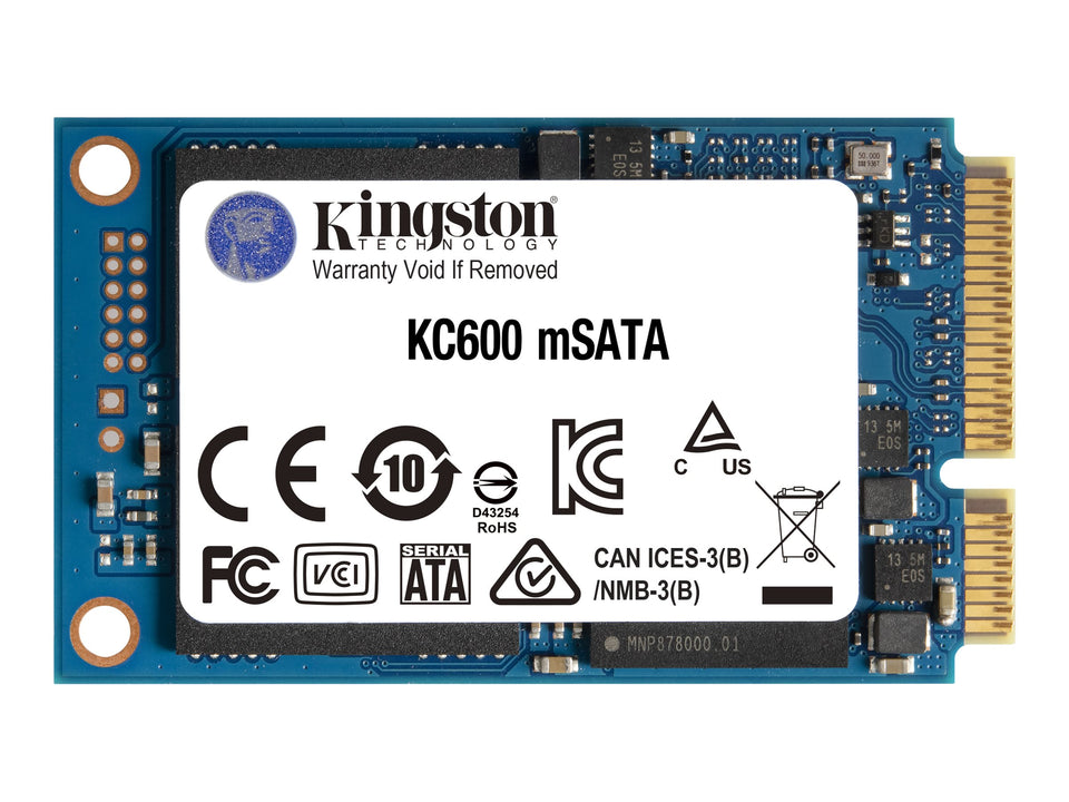 Kingston KC600 - SSD - verschlüsselt - 512 GB - intern - mSATA - SATA 6Gb/s - 256-Bit-AES - TCG Opal Encryption, Self-Encrypting Drive (SED)