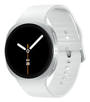 Samsung Galaxy Watch8 - 44 mm - silber - intelligente Uhr mit Sportband - Gummi - weiß - Bandgröße: M/L - Anzeige 3.7 cm (1.47")