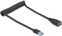 Delock USB 5 Gbps Spiralkabel Typ-A Stecker zu Buchse - Kabel - Digital/Daten