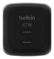 Belkin BoostCharge Pro - Netzteil - GaN - 67 Watt - Fast Charge, PD 3.1/PPS - 2 Ausgabeanschlussstellen (2 x USB-C)