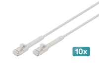 DIGITUS CAT 6A F-FTP abwinkelbares Patchkabel, Kupfer, 2 m, grau, 10 Stück