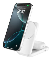 Belkin UltraCharge - Kabelloses Ladegerät - 2-in-1, Qi2, magnetisch, faltbar + AC-Netzteil - 25 Watt - Ultra Fast Charge (USB-C)